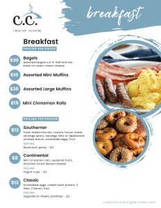 Creative Catering Breakfast Menu