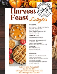 Creative Catering Thanksgiving Menu