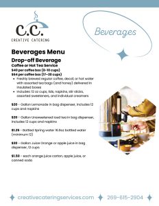 Creative Catering Beverages Menu
