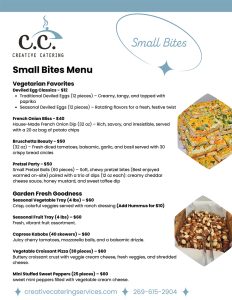 Creative Catering Small Bites Menu