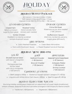 Holiday Corporate menu 2025