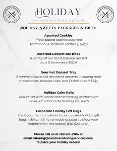 Holiday Corporate menu 2025